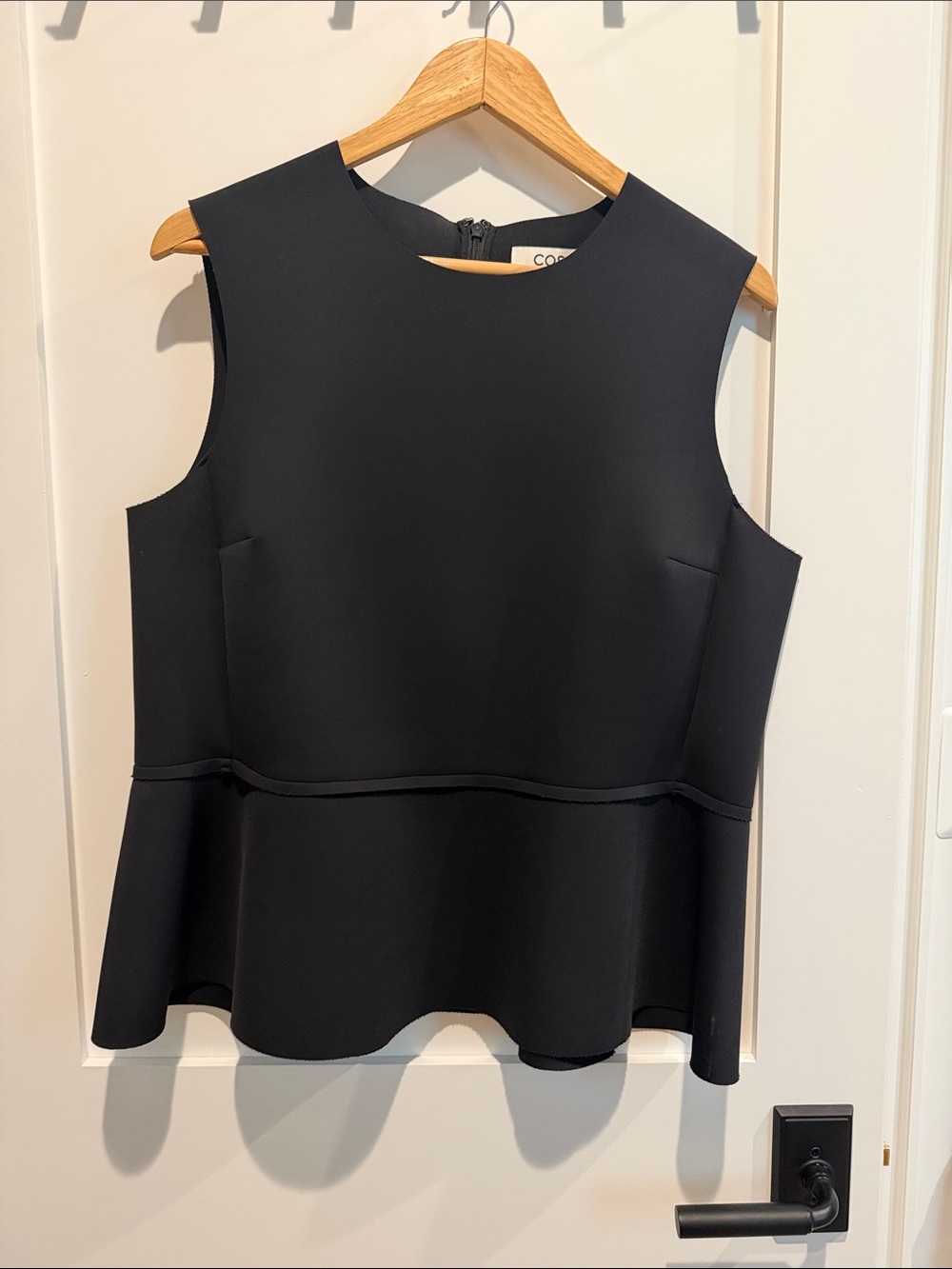 COS Black Sleeveless neoprene Peplum Top